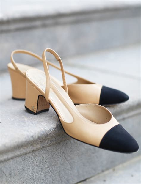 two tone chanel style shoes|Chanel pumps beige and black.